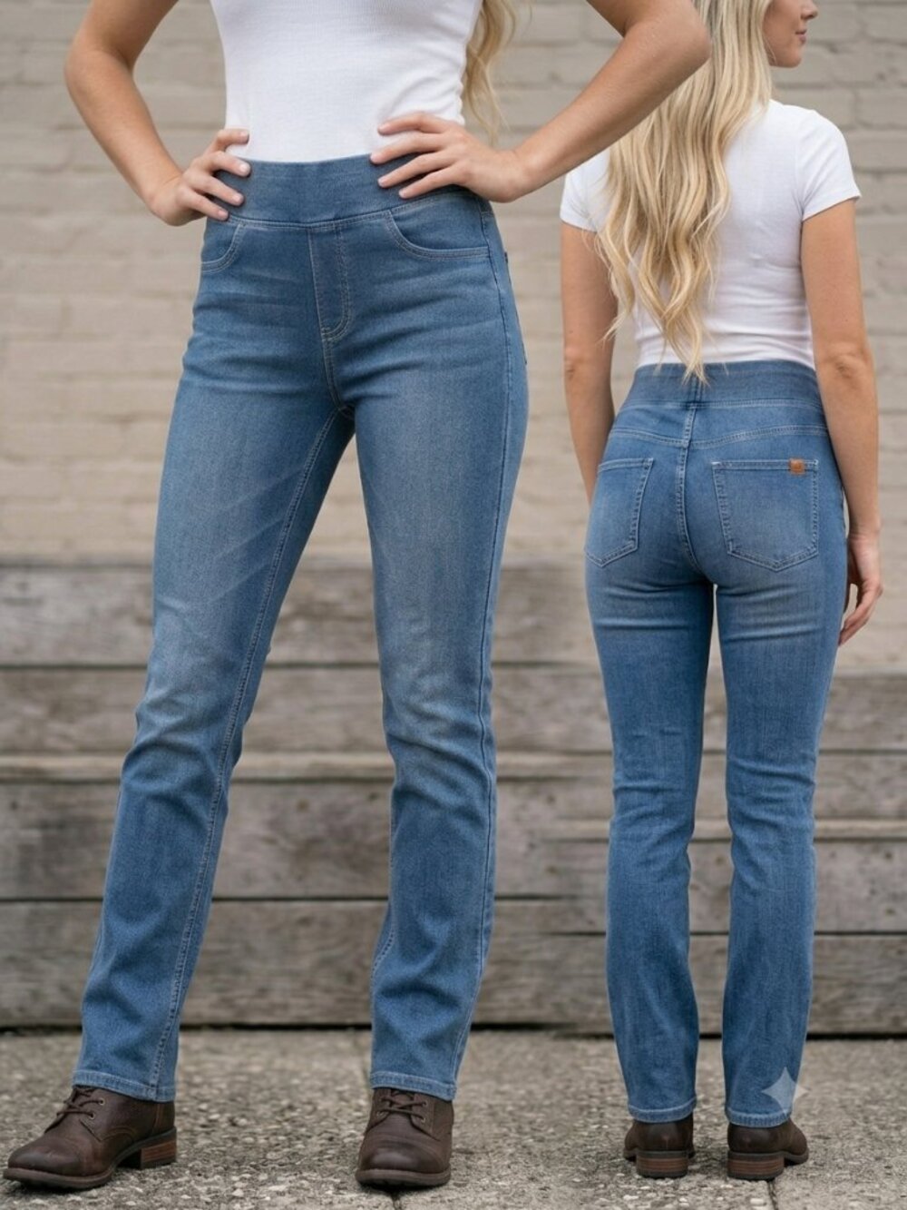 NWT Halara Flex High Waisted Pull-On Stretchy Bootcut Jeans Blue Size S Regular